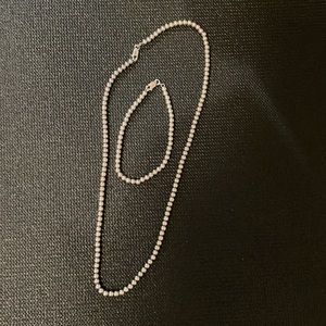 Silver Beaded Necklace and Bracelet Set